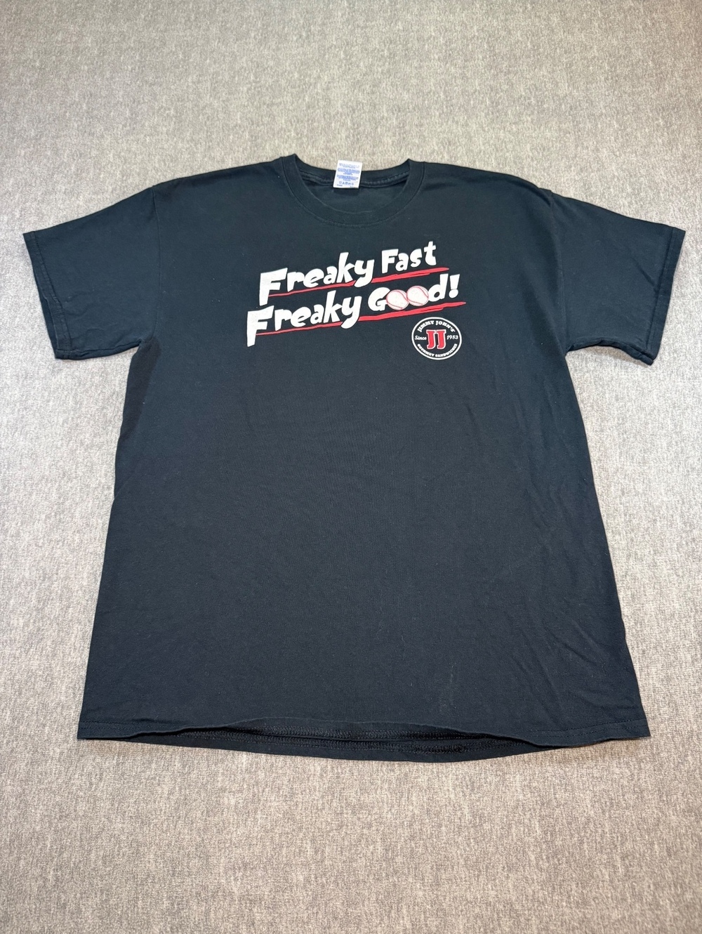 Jimmy Johns Employee T Shirt Mens L Black Freaky Fast Roseville Gildan Tee